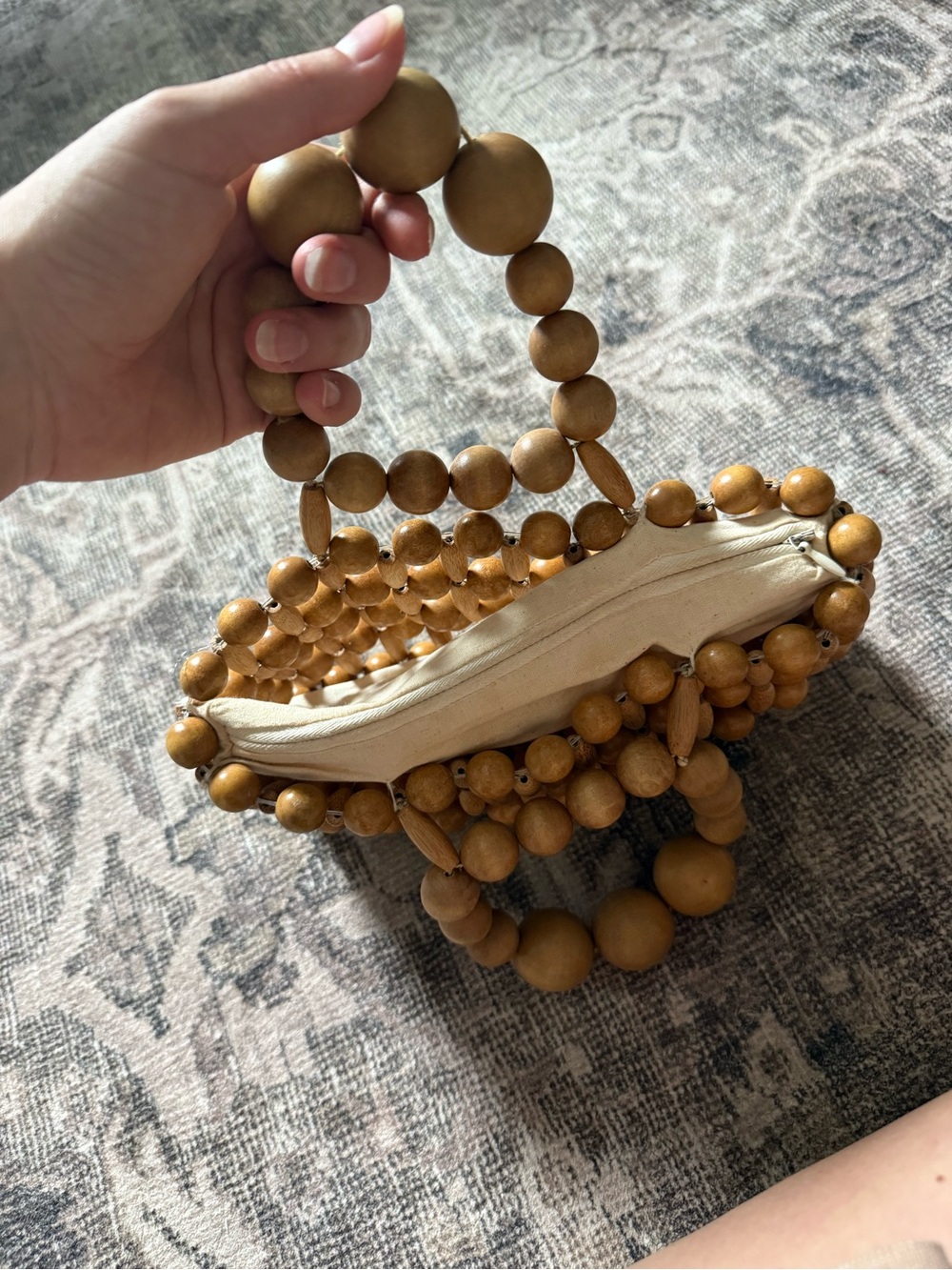 cult gaia Wooden Bead Mini Bag in Natural Brown - Picture 3 of 5